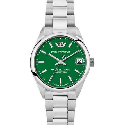 Philip Watch Caribe Urban Stainless Steel Green Dial Quartz R8253597647 100M Men's Watch