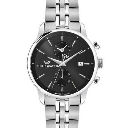 Philip Watch Anniversary Chronograph Stainless Steel Black Dial Quartz R8273650002 100M Men's Watch