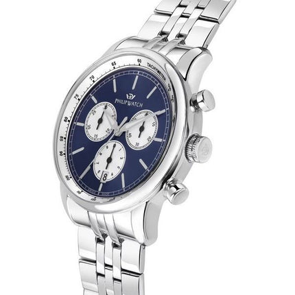 Philip Watch Anniversary Chronograph Stainless Steel Blue Dial Quartz R8273650004 100M Men's Watch
