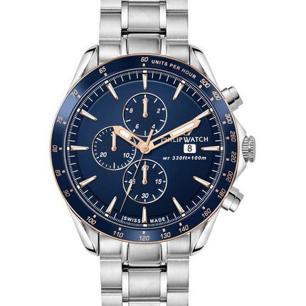 Philip Watch Blaze Chronograph Stainless Steel Blue Dial Quartz R8273995006 100M Men's Watch