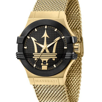 Maserati Potenza Gold Tone Stainless Steel Black Dial Quartz R8853108006 100M Men's Watch