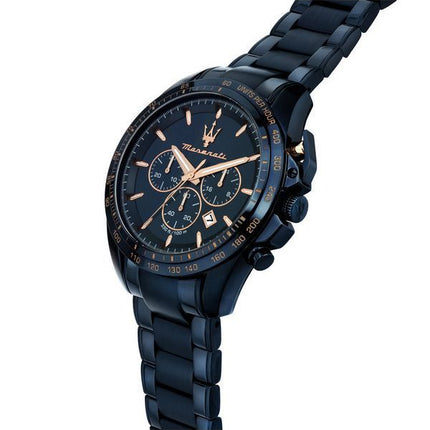 Maserati Traguardo Sport Chronograph Stainless Steel Blue Dial Quartz R8873612054 100M Men's Watch