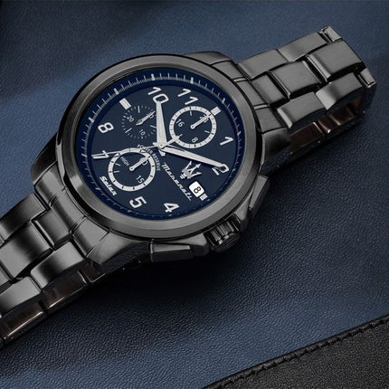 Maserati Successo Limited Edition Chronograph Stainless Steel Blue Dial Solar R8873645006 Men's Watch