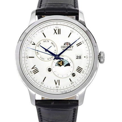 Orient Bambino Version 9 Sun And Moon Phase White Dial Automatic RA-AK0802S10B RA-AK0802S30B Men's Watch