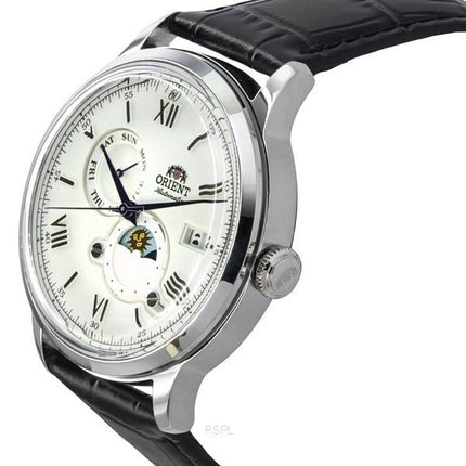 Orient Bambino Version 9 Sun And Moon Phase White Dial Automatic RA-AK0802S10B RA-AK0802S30B Men's Watch