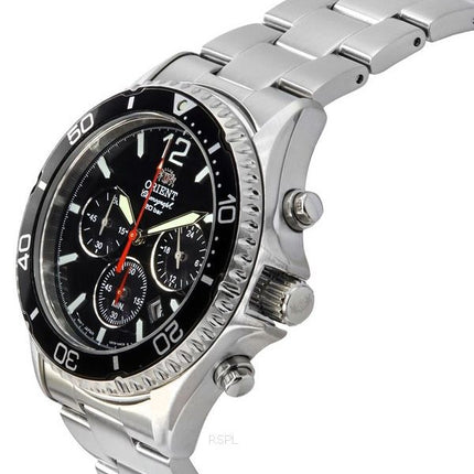 Orient Chronograph Stainless Steel Black Dial Solar Diver's RA-TX0202B10B 200M Men's Watch