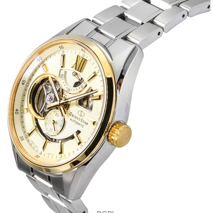 Orient Star Contemporary Stainless Steel Skeleton Champagne Dial Automatic RE-AV0124G 100M Men's Watch