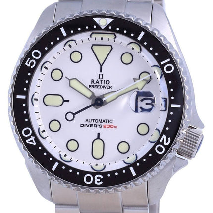 Ratio FreeDiver White Dial Sapphire Crystal Stainless Steel Automatic RTB209 200M Men's Watch