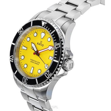 Ratio FreeDiver Sapphire Stainless Steel Yellow Dial Quartz RTF034 200M Men's Watch