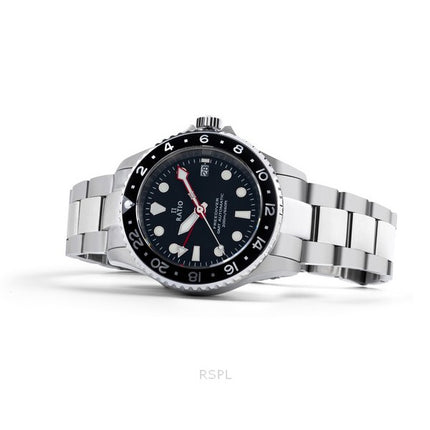 Ratio FreeDiver GMT Series Sapphire Stainless Steel Black Dial Automatic RTF051 200M Men's Watch