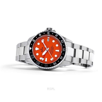 Ratio FreeDiver GMT Series Sapphire Stainless Steel Orange Dial Automatic RTF055 200M Men's Watch