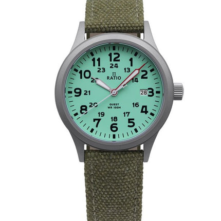 Ratio Quest Men's Field Watch Sapphire Canvas Strap Quartz RTQ021 100M Lewis And Clark Edition