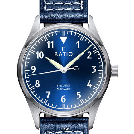 Ratio Skysurfer Pilot Blue Sunray Dial Leather Automatic RTS302 200M Mens Watch