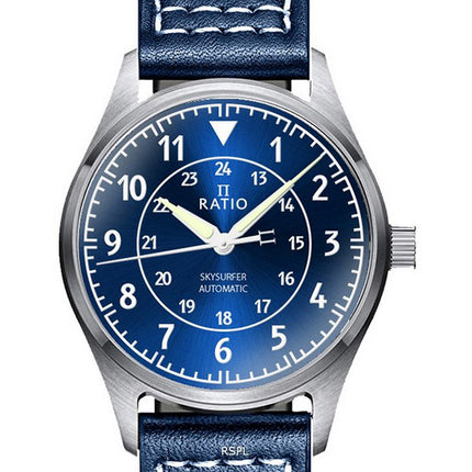 Ratio Skysurfer Pilot Blue Sunray Dial Leather Automatic RTS309 200M Men's Watch