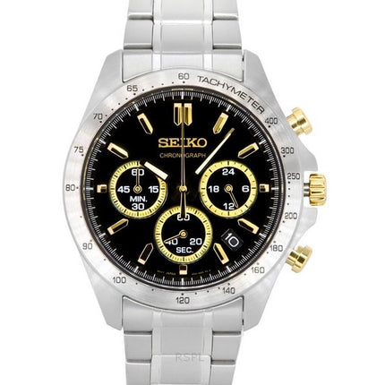 Seiko Spirit Chronograph Stainless Steel Black Dial Quartz SBTR015 100M Men's Watch