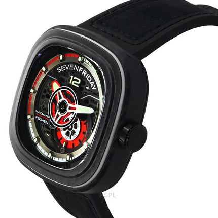 Sevenfriday P-Series Ruby Carbon Grey And Red Skeleton Dial Automatic PS3/02 SF-PS3-02 100M Men's Watch