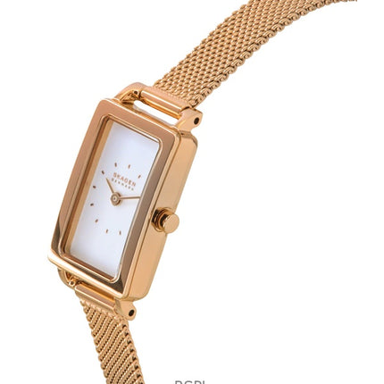 Skagen Hagen Micro Rose Gold Tone Stainless Steel White Dial Quartz SKW3148 Women's Watch