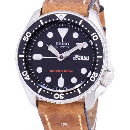 Seiko Automatic SKX007K1-LS17 Diver's 200M Brown Leather Strap Men's Watch