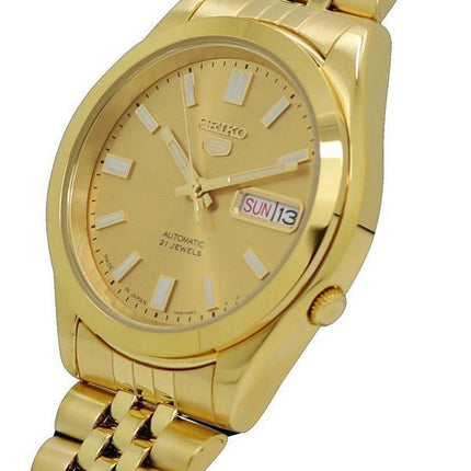 Seiko 5 Gold Tone Stainless Steel Gold Dial 21 Jewels Automatic SNKK20K1 Men's Watch