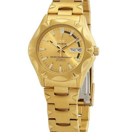 Seiko 5 Sports Gold Tone Stainless Steel Gold Dial 21 Jewels Automatic SNZ450J1 100M Men's Watch