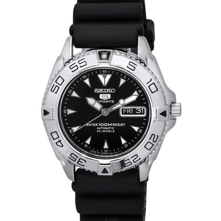 Seiko 5 Sports Rubber Strap Black Dial Automatic SNZB33J2 100M Men's Watch