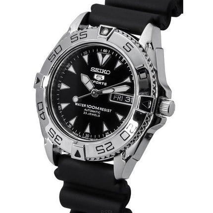 Seiko 5 Sports Rubber Strap Black Dial Automatic SNZB33J2 100M Men's Watch