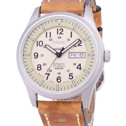 Seiko 5 Sports SNZG07J1-LS17 Military Japan Made Brown Leather Strap Men's Watch