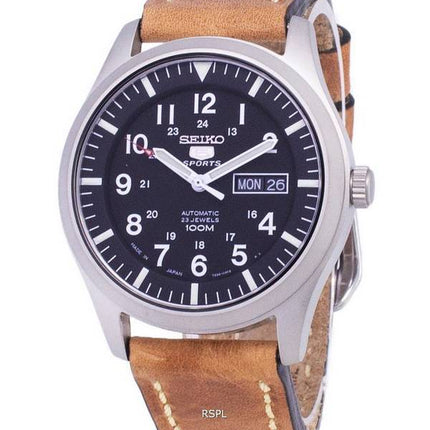 Seiko 5 Sports SNZG15J1-LS17 Automatic Japan Made Brown Leather Strap Men's Watch