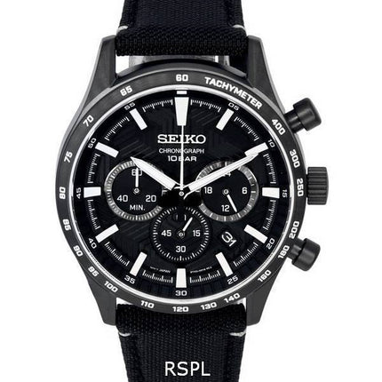 Seiko Urban Sports Chronograph Nylon Strap Black Dial Quartz SSB417 SSB417P1 SSB417P 100M Men's Watch