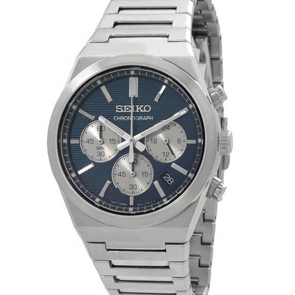 Seiko Sport Chronograph Stainless Steel Blue Dial Quartz SSB453P1 100M Men's Watch