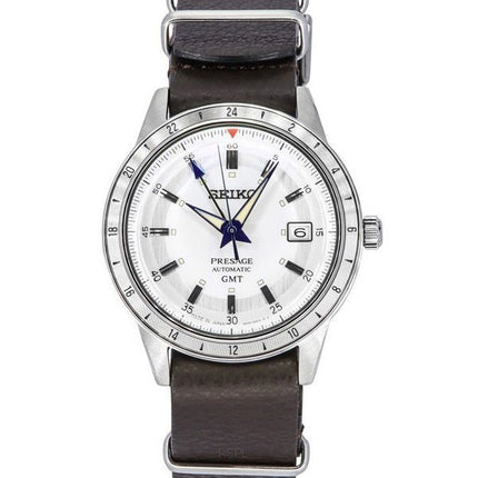 Seiko Presage Style60s GMT Watchmaking 110th Anniversary Limited Editions Leather Strap White Dial Automatic SSK015J1 Men's Watch