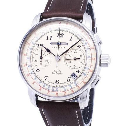 Refurbished Zeppelin LZ126 Chronograph Beige Dial Germany Made Quartz 76145 Men's Watch