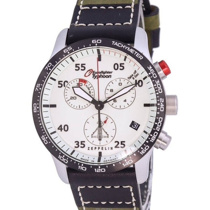 Refurbished Zeppelin Eurofighter Chronograph Leather Strap Beige Dial Quartz 72985 100M Men's Watch