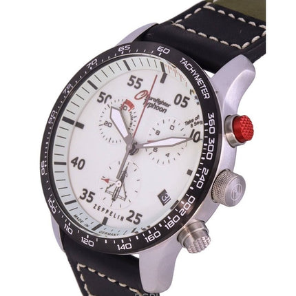 Refurbished Zeppelin Eurofighter Chronograph Leather Strap Beige Dial Quartz 72985 100M Men's Watch