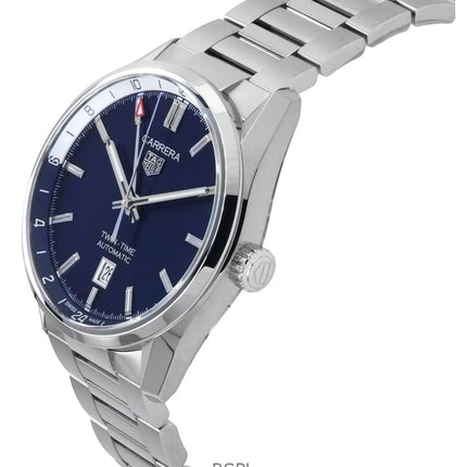 Tag Heuer Carrera Twin-Time GMT Stainless Steel Blue Dial Automatic WBN201A.BA0640 100M Men's Watch