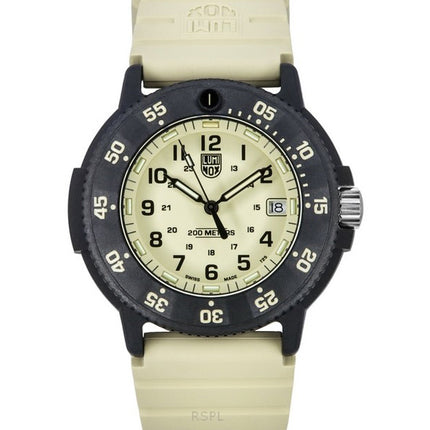 Luminox Original Navy Seal EVO Rubber Strap Beige Dial Quartz Diver's XS.3010.EVO.S 200M Men's Watch