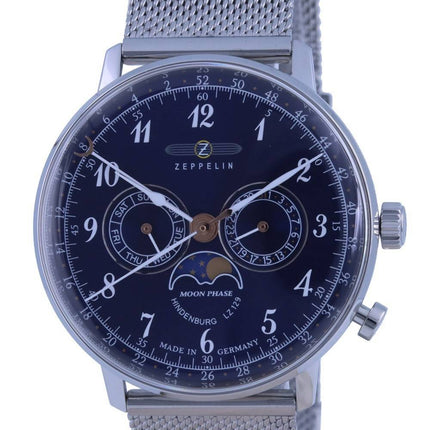 Zeppelin LZ 129 Hindenburg Moon Phase Blue Dial Quartz 7036M-3 7036M3 Men's Watch