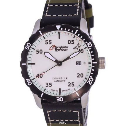 Zeppelin Eurofighter Leather Strap Beige Dial Automatic Divers 7268-5 72685 200M Men's Watch