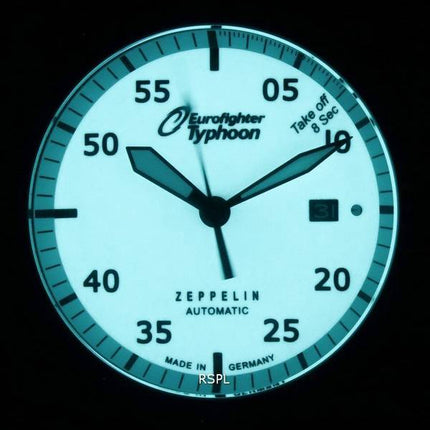 Zeppelin Eurofighter Leather Strap Beige Dial Automatic Divers 7268-5 72685 200M Men's Watch