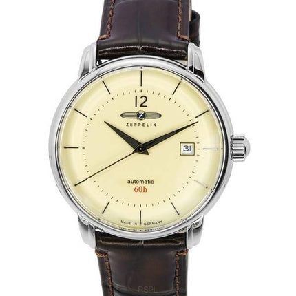 Zeppelin LZ 120 Bodensee Leather Strap Beige Dial Automatic 81605 Men's Watch