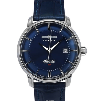 Zeppelin Atlantic Leather Strap Blue Dial Automatic 84603 Men's Watch