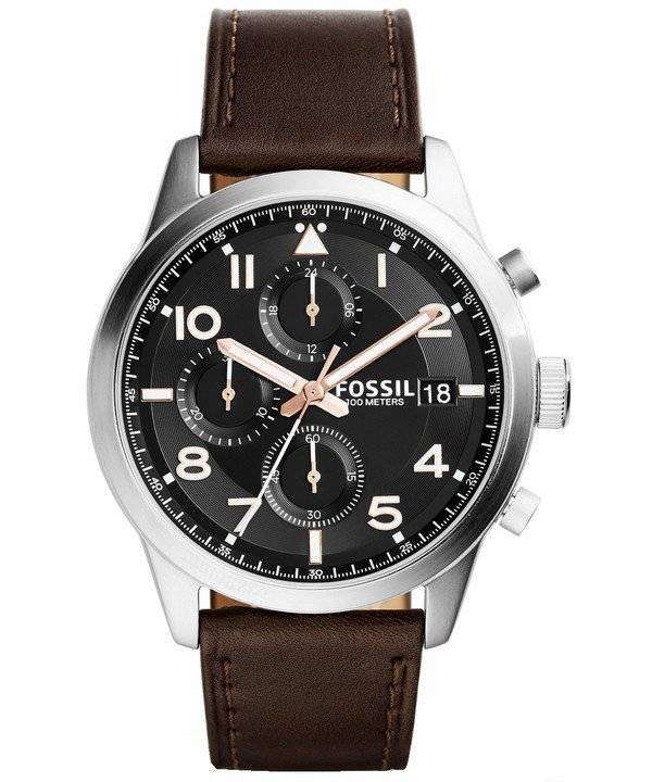 Fossil Daily Chronograph Brown Leather FS5139 Mens Watch - DownUnderWatches